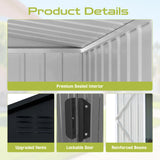 12x10 Ft Storage Shed Outdoor, XL Permanent Steel Building with Window, Sliding Doors and 4 Air Vents for Backyard Garden Patio Lawn - Black LINKHOO