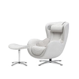 Nouhaus Classic Massage Chair with Ottoman. White Leather Lounge Chair, with Percussive & Shiatsu Chair Massager, Bluetooth Speaker and Recliner. Cozy Bedroom Chair with Spot and Full Body Massager Nouhaus