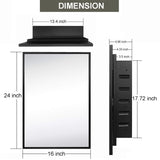 KIMREAL Recessed Medicine Cabinets with Mirror, Black Bathroom Mirror with Storage, Rectangle Medicine Cabinet Vanity Mirrors, Antirust Metal Framed Wall Mirror Recessed or Surface Mount, 16x24 Inch KIMREAL