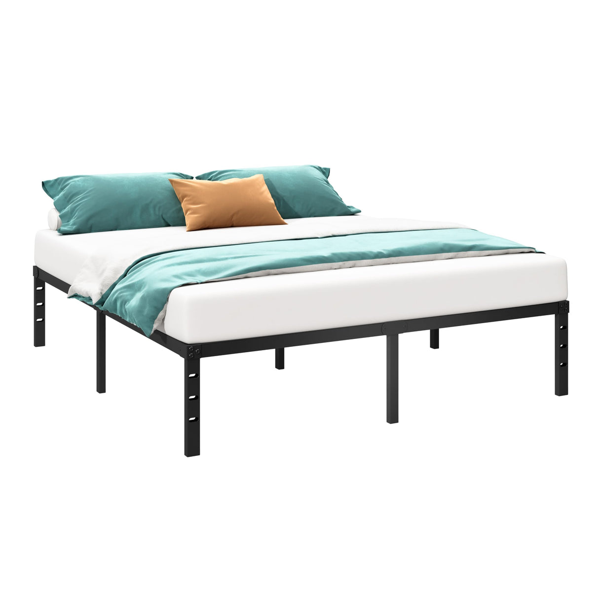 HLIPHA Metal Platform Bed Frame 18 Inch Tall,No Box Spring Needed,King Size Bed with Heavy Duty Strong Support Slats,Easy to Assemble,Black HLIPHA