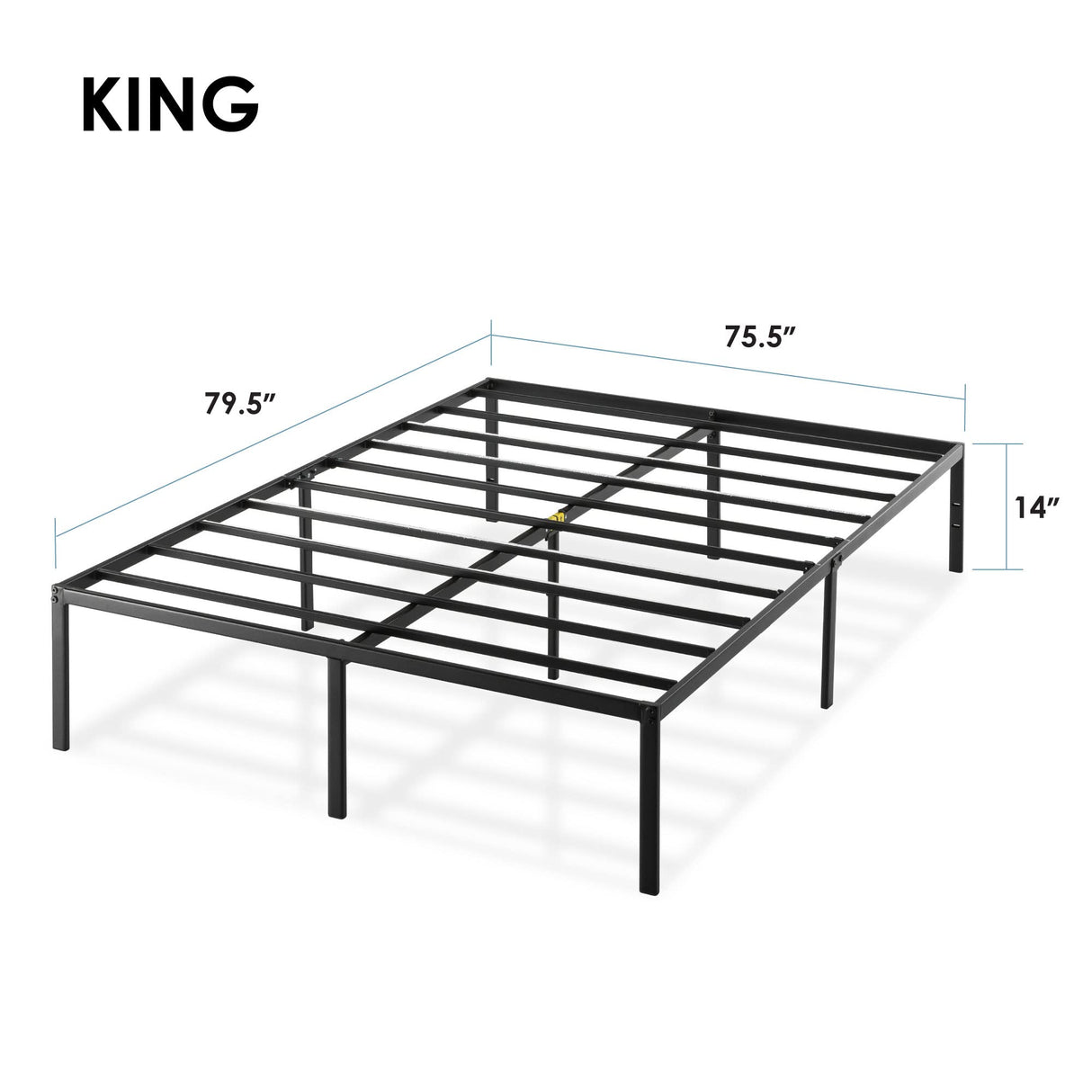 Best Price Mattress 14 Inch Metal Platform Beds w/ Heavy Duty Steel Slat Mattress Foundation (No Box Spring Needed), King Size, Black Best Price Mattress