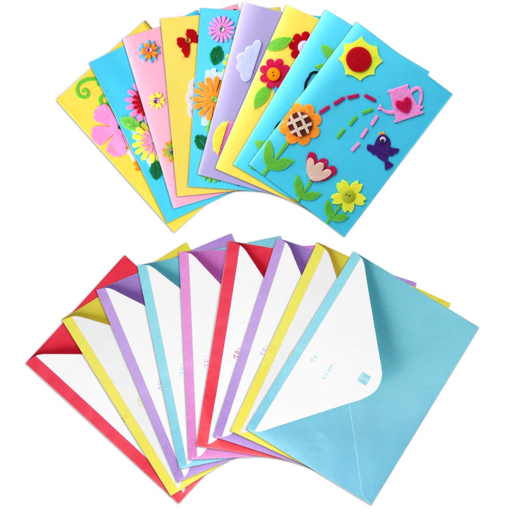 Hicdaw Kids Greeting Card Making Kit, 9Pcs Card Making Kits for Kids Thank You Card Kit DIY Handmade Card Making Supplies Art Crafts Crafty Set Teacher's Day Gifts Hicdaw