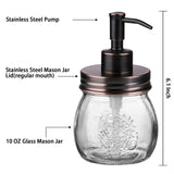 Amolliar 10 OZ Mason Jar Liquid Soap Dispenser, Stainless Steel Pump & Lid, Cute Farmhouse Decor for Kitchen, Bathroom, Refillable Hand Soap Dispenser, Lotion Soap Dispenser, Dish Soap, ORB 1 Pack Amolliar
