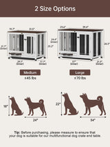 OtterOasis Dog Crate Furniture, Dog Kennel Indoor Foldable and Portable, Sturdy Wooden Dog Crate End Table Easy Assembly with 360° Rotating Feeder and Detachable Tray for Small Dogs, Medium Dogs OtterOasis