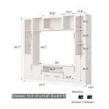 Mekminop 4-Piece Wall Unit TV Stand for TVs Up to 70", Modern Entertainment TV Wall Unit with Shelves, Large Wall Media Center for Living Room, White Mekminop