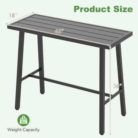 COSTWAY 36" Outdoor Bar Table, Rectangular High Pub Table with Adjustable Foot Pads, Patio Counter Height Dining Table for Balcony, Backyard, Indoor, Black COSTWAY
