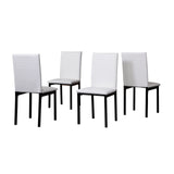 Roundhill Furniture 5 Piece Citico Metal Dinette Set with Laminated Faux Marble Top, White Table with White Chairs Roundhill Furniture