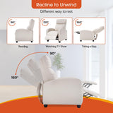 Polyurethane Leather Manual Recliner Chair - Modern Home Theater Sofa Furniture, Single Reclining Lounge With Backrest, Push Back Armchair, Beige Dopinmin