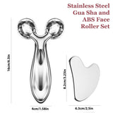 leiwo Stainless Steel Gua Sha and Face Roller Set, Facial Tool for Face Sculpting, Metal Skin Care, Massager for Women leiwo