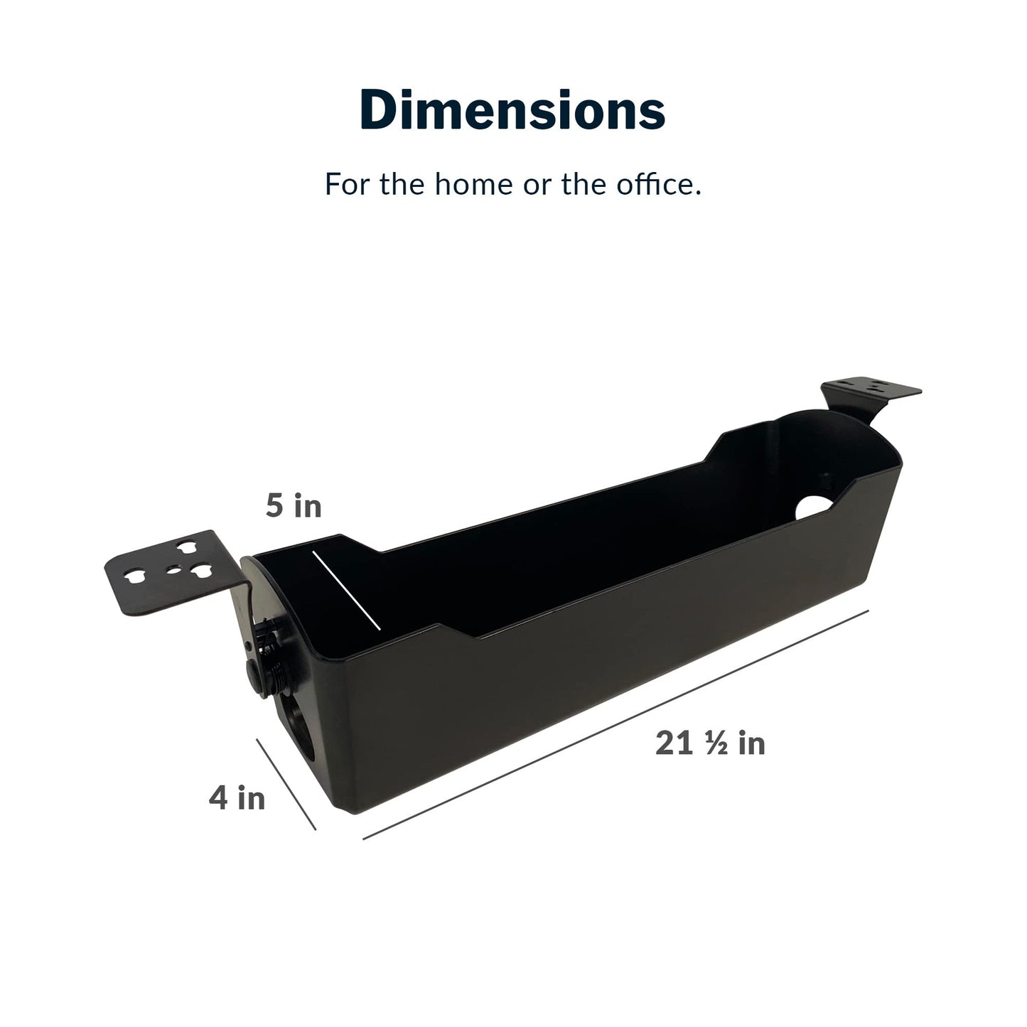 Vari Cable Management Tray - Under Desk Cord & Wire Organizer - Ideal for Home Office Sit Stand Desks - Fits Adjustable Electric Standing Desk 48x30, 60x30, 60x24, 72x30 - Easy Assembly (Blac - WoodArtSupply