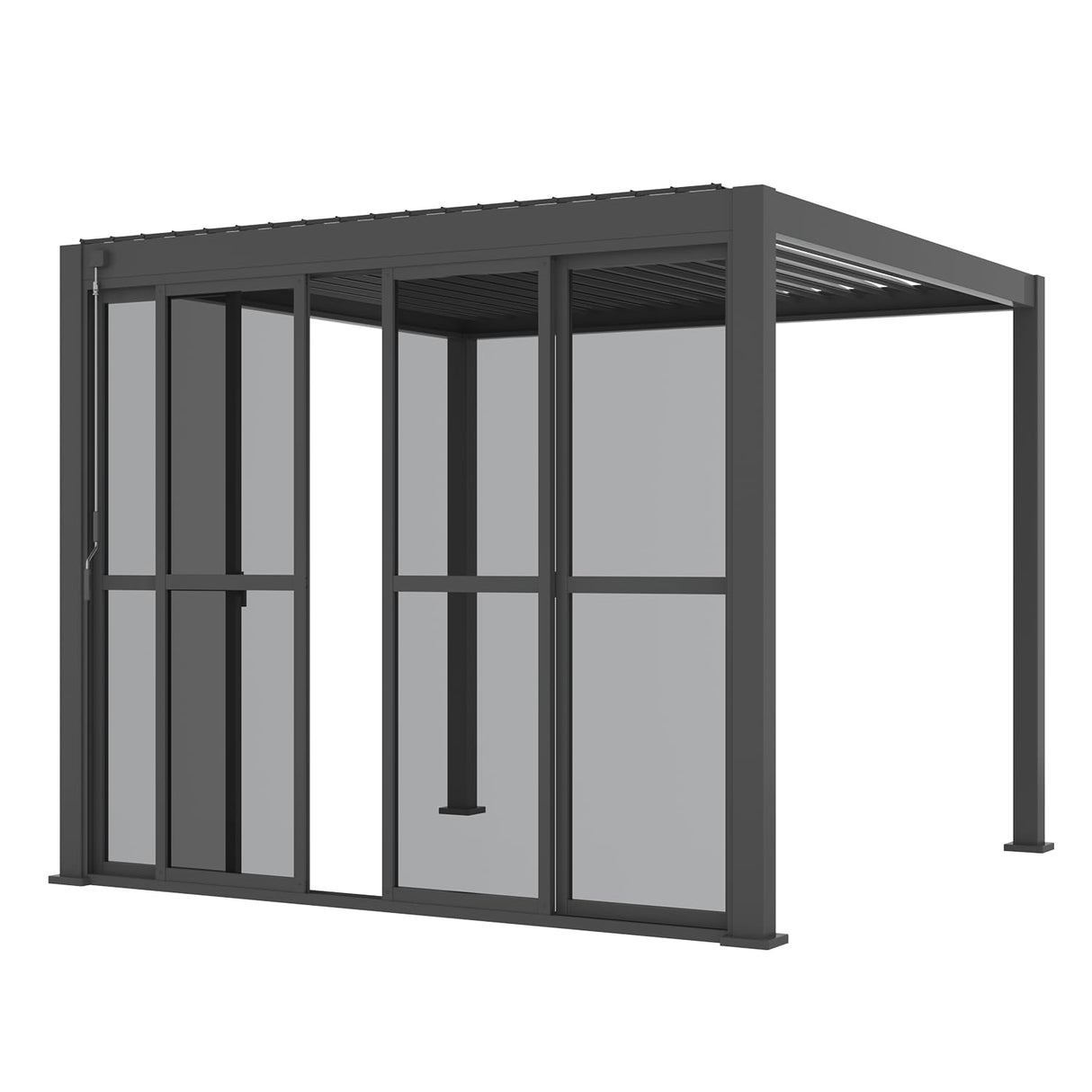 Mirador Accessory - 10' Sliding PC Door with Handle for Pergola 111 Series, 4-Piece Detachable Moveable Door, Easy Install Windproof UV-Resistant, Charcoal, not pergola MIRADOR