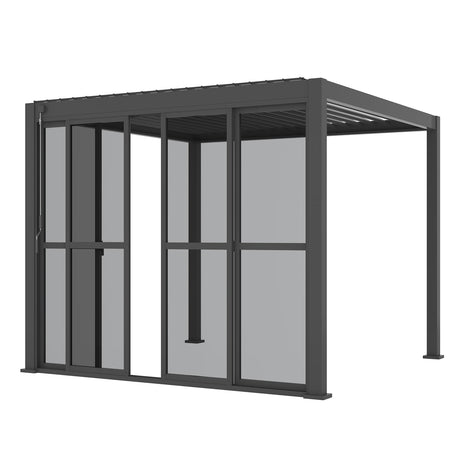 Mirador Accessory - 10' Sliding PC Door with Handle for Pergola 111 Series, 4-Piece Detachable Moveable Door, Easy Install Windproof UV-Resistant, Charcoal, not pergola MIRADOR