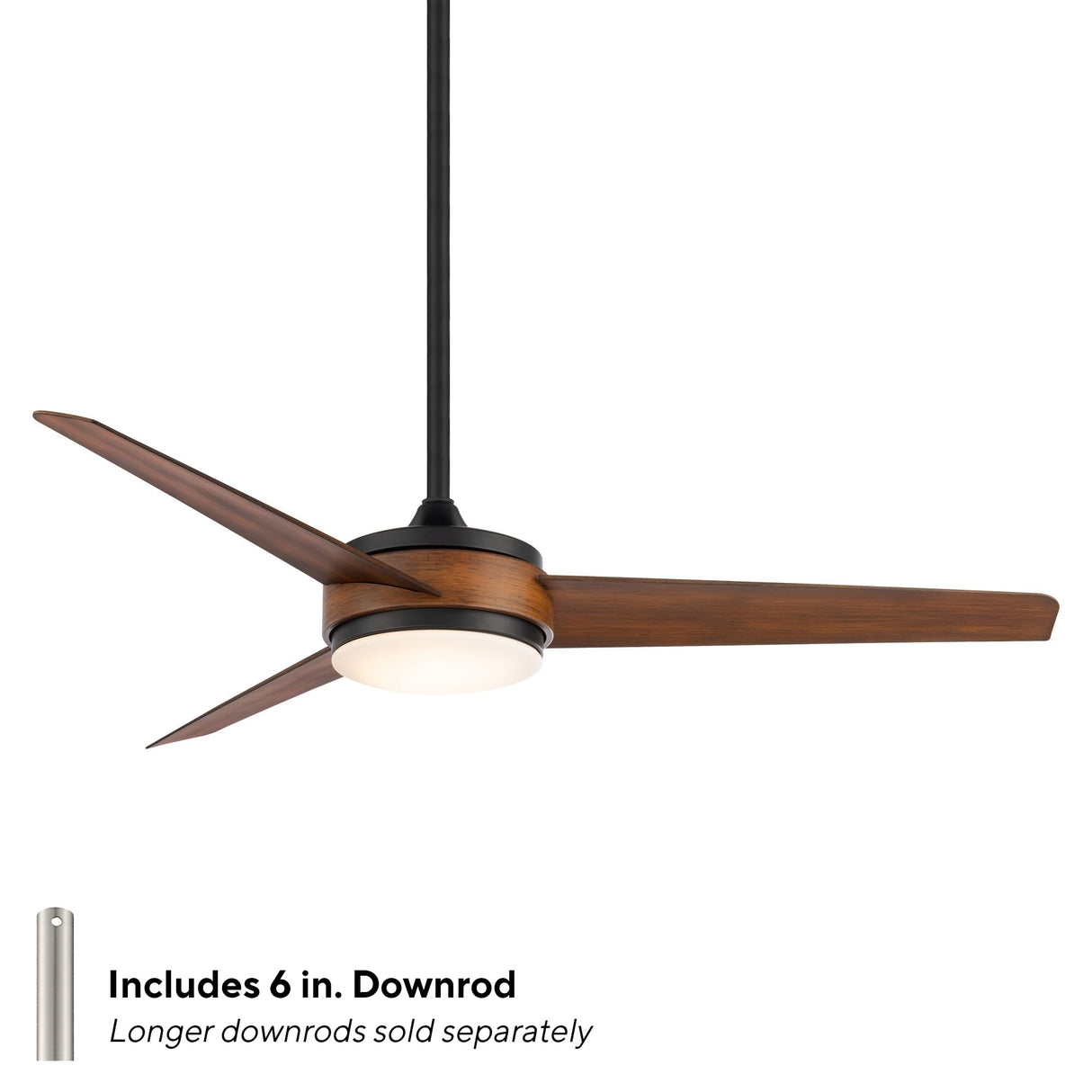 WAC Smart Fans Mod Indoor and Outdoor 3-Blade Smart Home Ceiling Fan 54in Matte Black Distressed Koa with 3000K LED Light Kit and Remote Control Works with Alexa and iOS or Android App WAC Lighting