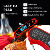 Morning Star Instant Read Digital Meat Thermometer for Cooking,Grilling & BBQ, IP67 Waterproof with LED Backlight, Auto Shut, 4.7 inch 180° Foldable Probe, Built in Bottle Opener with Fridge Magnet Morning Star