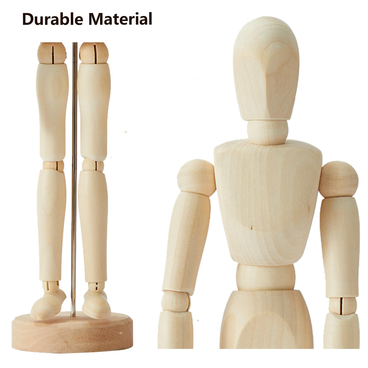 2 Pack, 8 Inch & 12 inch Artist Wooden Manikin Flexible Body Joints, Human Figure Puppet Model Wood Male Mannequin Doll Ornament Stand for Home Office Desk Decoration Sketching Drawing Painting Zxmissu