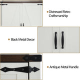 Hlivelood 71in Farmhouse Tall Storage Cabinet with Adjustable Shelves and Barn Doors in White Hlivelood