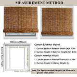 Blackout Bamboo Roller Shades for Indoor/Outdoor Patio Privacy,Natural Bamboo Roll Up Blinds Wide 22" 24" 33" 36" 40" 42" 48" 53" 59" 60" 66" 72" 73" Cordless Sunshades Window Shades WoodArtSupply