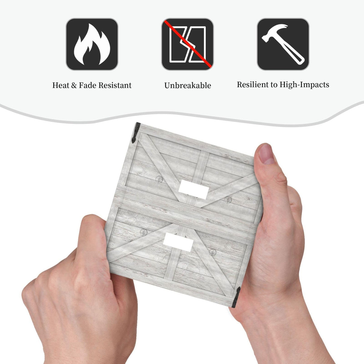 Spshian Decorative Switch Plate Covers Rustic Wooden White Barn Doors 2 Gang Wall Plate Double Toggle Light Switch Cover Plate Electric Dual Device Electrical Faceplate for Kitchen Farmhouse Bedroom Spshian