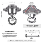 SELEWARE Punching Bag Hanger, Stainless Steel Heavy Bag Hanger with Carabiner, Heavy Duty 360° Rotation Wall Ceiling Mount Hook for Boxing Bags, Hammocks, Gym Swings, Yoga Swings, 1000LB Capacity SELEWARE