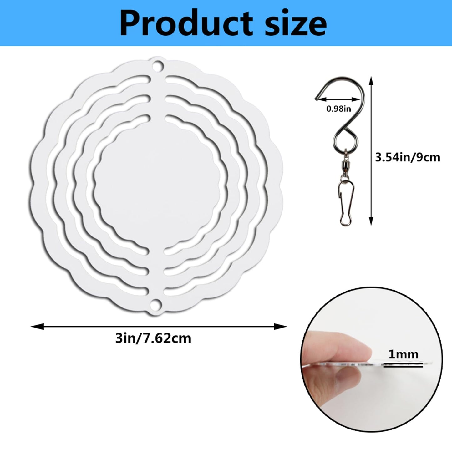 10 pcs Sublimation Wind Spinner Blanks 3 Inch Round 3D Aluminum Sublimation Blanks Wind Spinners Bulk Hanging Wind Spinners DIY Crafts Sublimation Ornaments