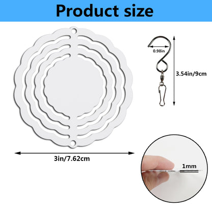 10 pcs Sublimation Wind Spinner Blanks 3 Inch Round 3D Aluminum Sublimation Blanks Wind Spinners Bulk Hanging Wind Spinners DIY Crafts Sublimation Ornaments