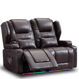 OQQOEE RV Reclining Loveseat, Power Recliner Sofa with Cup Holders & USB Ports, Theater Seating for Home Theater, Living Room, Small Spaces, Easy Assembly (Brown) OQQOEE