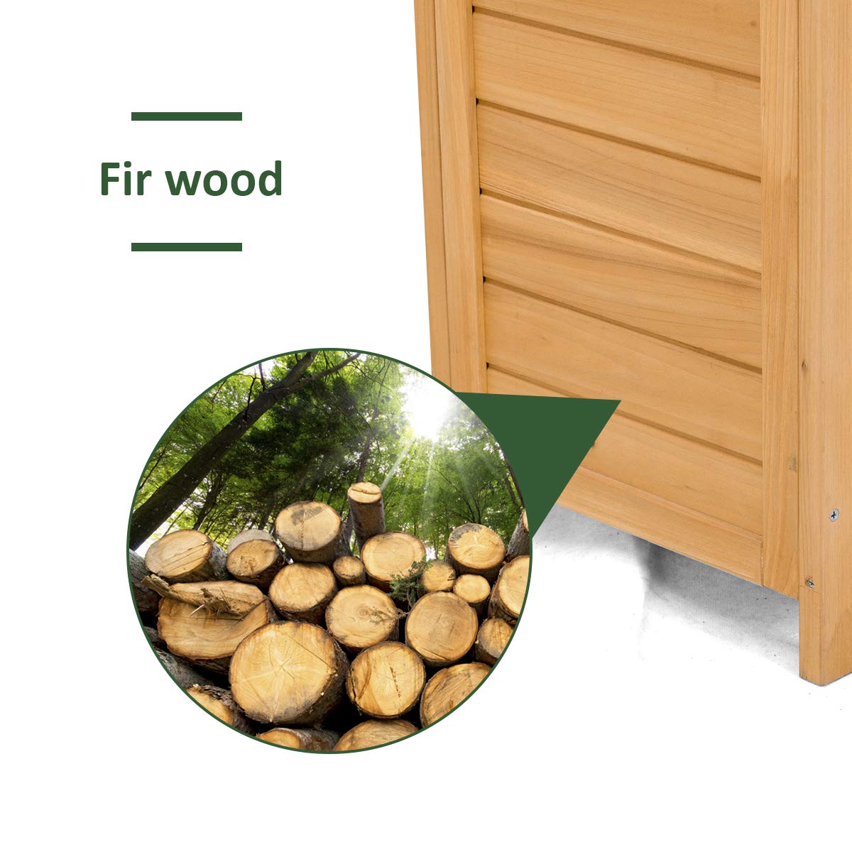 Goplus Wooden Storage Shed Fir Wood Cabinet for Outdoor, Garden, Patio, Yard (Natural) Goplus