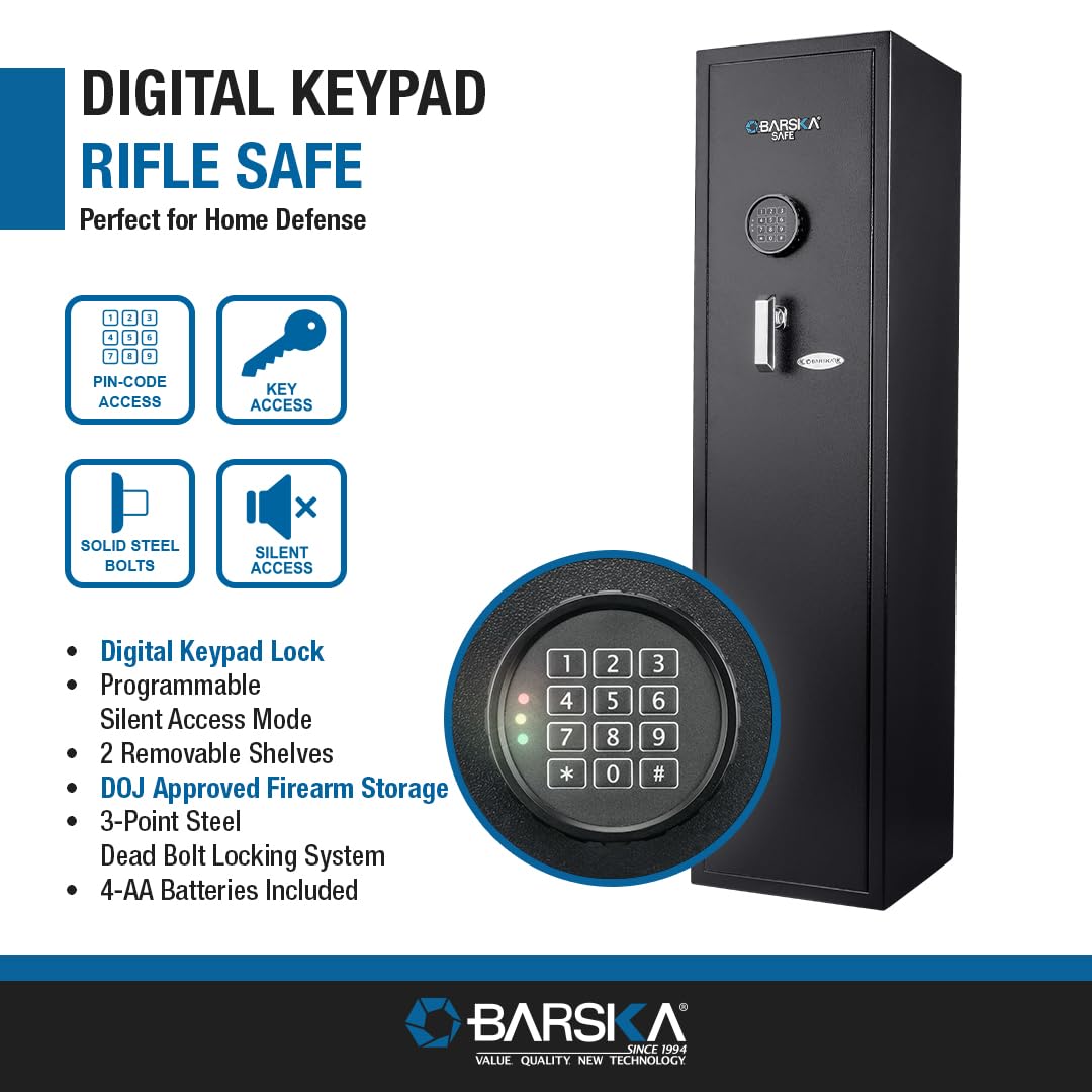 BARSKA AX13100 4.33 Cubic Foot Keypad Rifle Safe, One Size, Black BARSKA