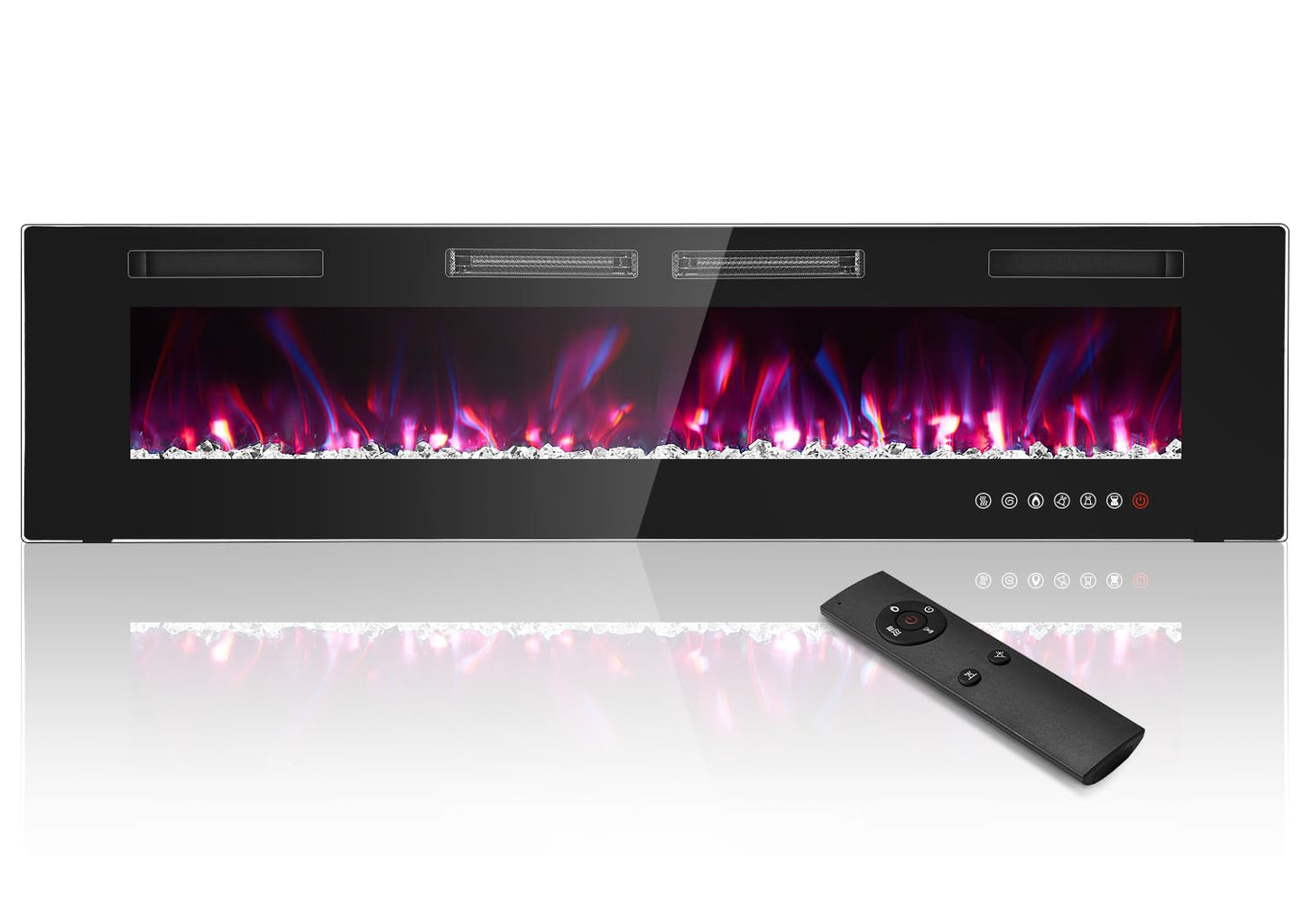 72” Electric Fireplace, Ultra-Thin Wall Mounted Electric Fireplace, Electric Fireplace Insert Heater, 750/1500W Recessed Fire Place with Adjustable Flame Color, Touch Screen and Remote Control