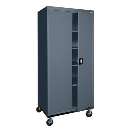 Sandusky Lee TA4R362472-02 Transport Series Mobile Storage Cabinet with Wheels, Adjustable Shelves, 230lb Capacity, 24" Depth x 36" Width x 78" Height, Charcoal Sandusky