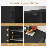 TEENFON Storage Cabinet with 2 Doors and 3 Adjustable Shelves, Entryway Cabinet, Coffee Bar for Living Room, Bedroom, Home Office, Entryway, Black TEENFON