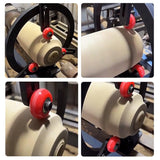 Woodworking Lathe Steady Rest ，3-Point Metal Steady Rest for 12in Swing Lathes with 6 Pcs Position-adjustable Wheels Feleolibe