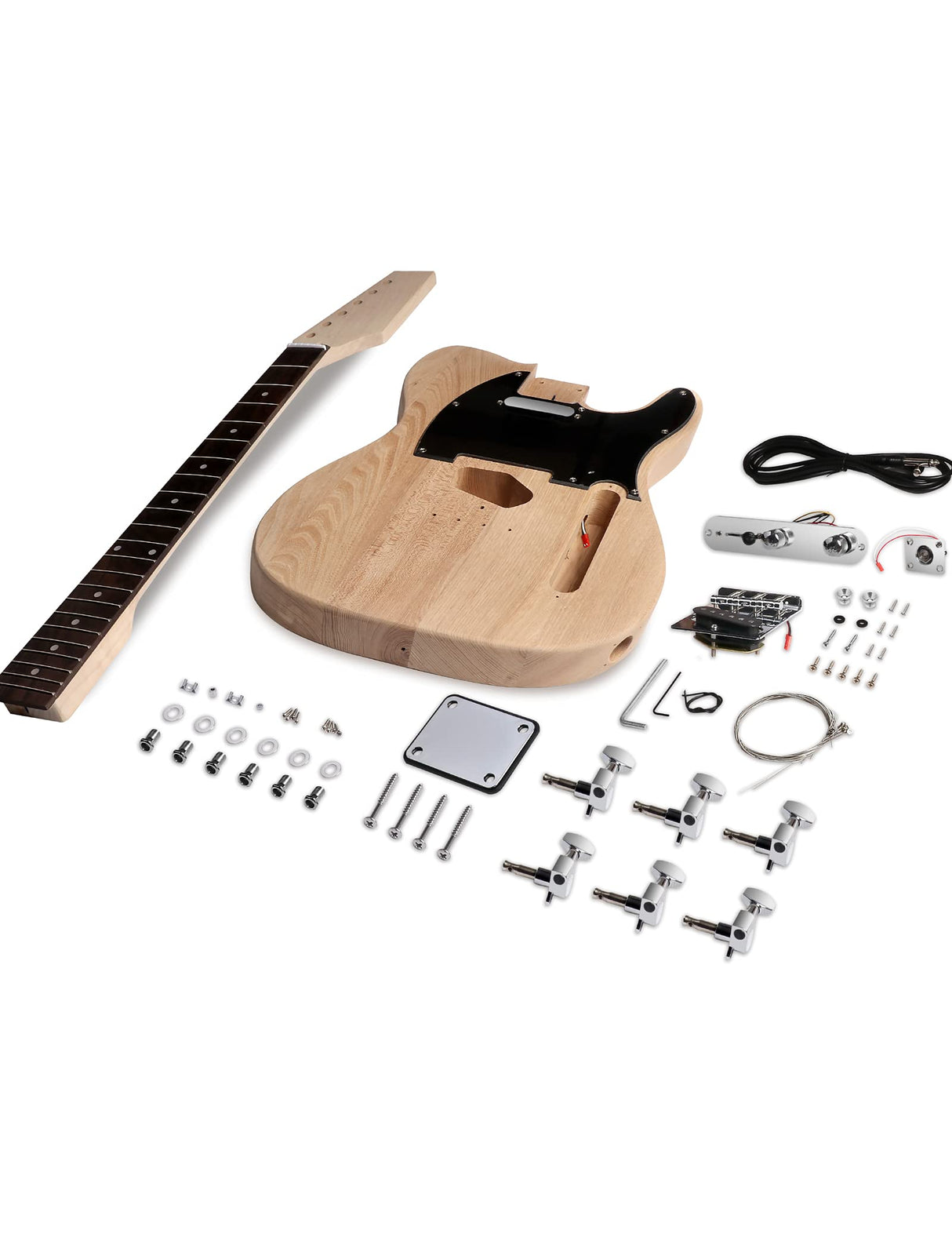 Fistrock DIY Electric Guitar Kit Beginner Kit 6 String Right Handed with Ash Body Hard Maple Neck Rosewood Fingerboard Chrome Hardware Build Your Own Guitar. Fistrock