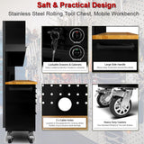 UYRIE 72-Inch Stainless Steel Rolling Tool Chest with 15 Drawers + 3 Upper Cabinets, Mobile Workbench, Assembled Large Tool Box Lockable Storage Cabinet with Wheels for Garage Workshop, Matte Black UYRIE