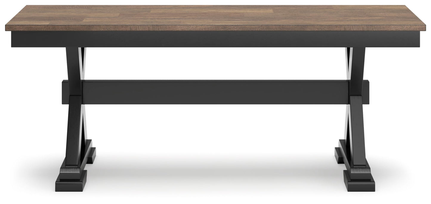 Signature Design by Ashley Wildenauer 50" Dining Bench, 48" W x 16" D x 19" H, Dark Brown & Black - WoodArtSupply