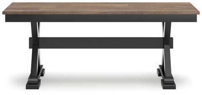 Signature Design by Ashley Wildenauer 50" Dining Bench, 48" W x 16" D x 19" H, Dark Brown & Black - WoodArtSupply