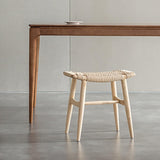 homary Natural Ash Wood Stool Ottoman Hand-Woven Foot Stool, Entryway Bench for Living Room & Bedroom, Comfortable Functional Seating homary