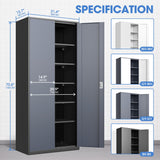 DNA MOTORING Metal Storage Cabinet, 71'' Locking Cabinet with 5 Adjustable Shelves, Metal Cabinet Heavy Duty Utility Cabinet for Garage,Office,Home,Gym, Gray Black, TOOLS-00632-GY-BK DNA MOTORING