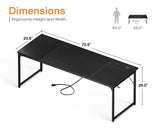 Coleshome 71 Inch Computer Desk with USB Ports, Large Office Desk, Long Study Student Writing Desk, Black Coleshome