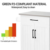 Yaheetech Kitchen Island Cart with Stainless Steel Top, Rolling Storage Cabinet on Wheels with Drawer & Wine Rack & Spice Rack, Sideboard Buffet with Towel Bar, White Yaheetech