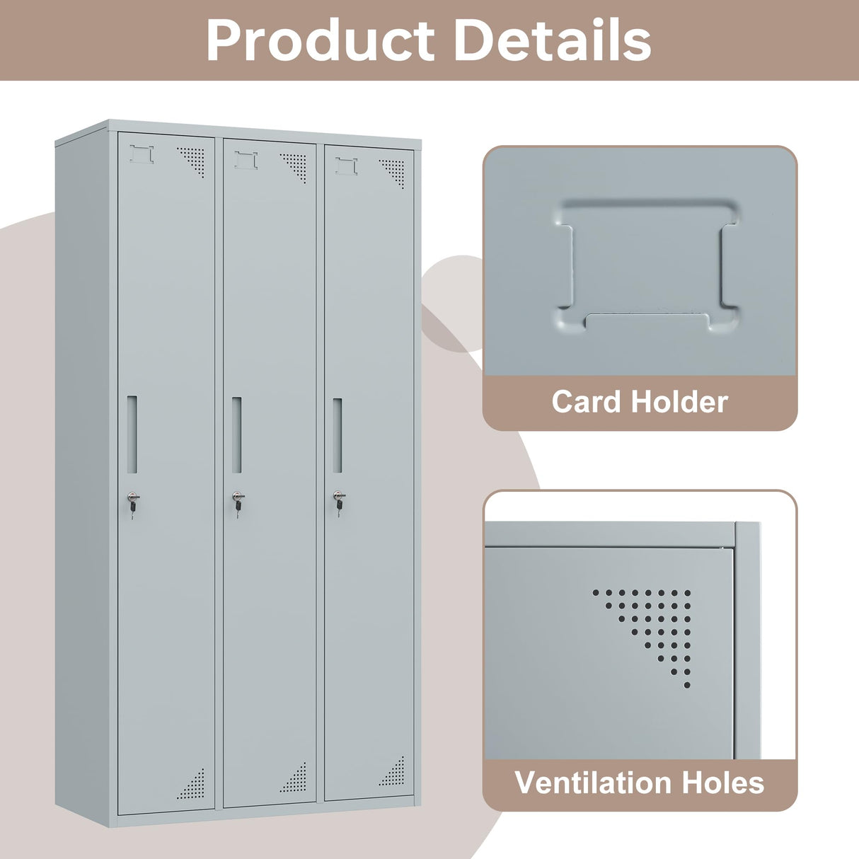 AFAIF Metal Storage Locker, Metal Locker with 6 Doors, 71" Tall Steel Storage Lockers for Employees, Large Locker Storage Cabinets Organizer for School, Gym, Home Office, Staff AFAIF