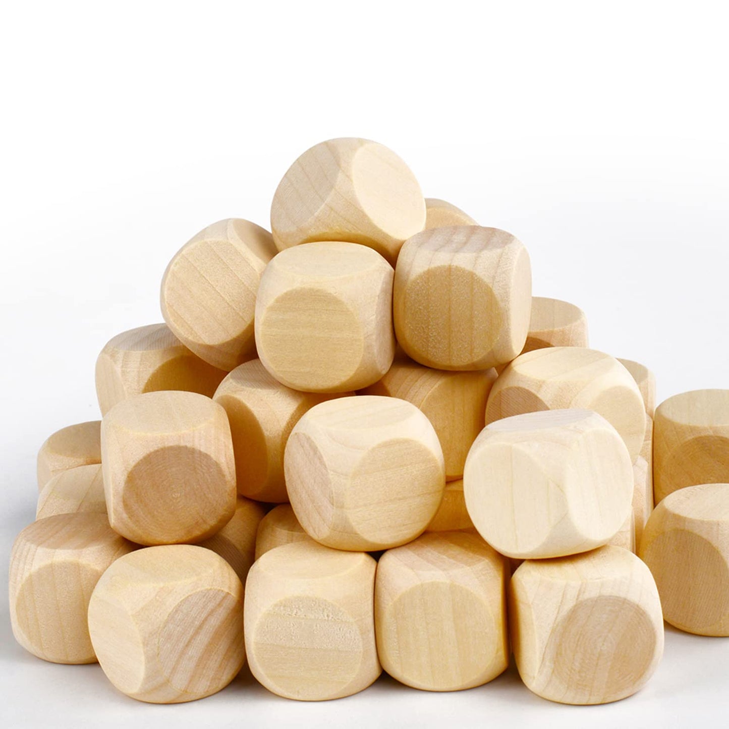 Blank Wooden Dice 1 inch 30PCS Unfinished Square Blocks 25mm Small Wood Cubes with Rounded Corners for DIY Craft Projects - WoodArtSupply