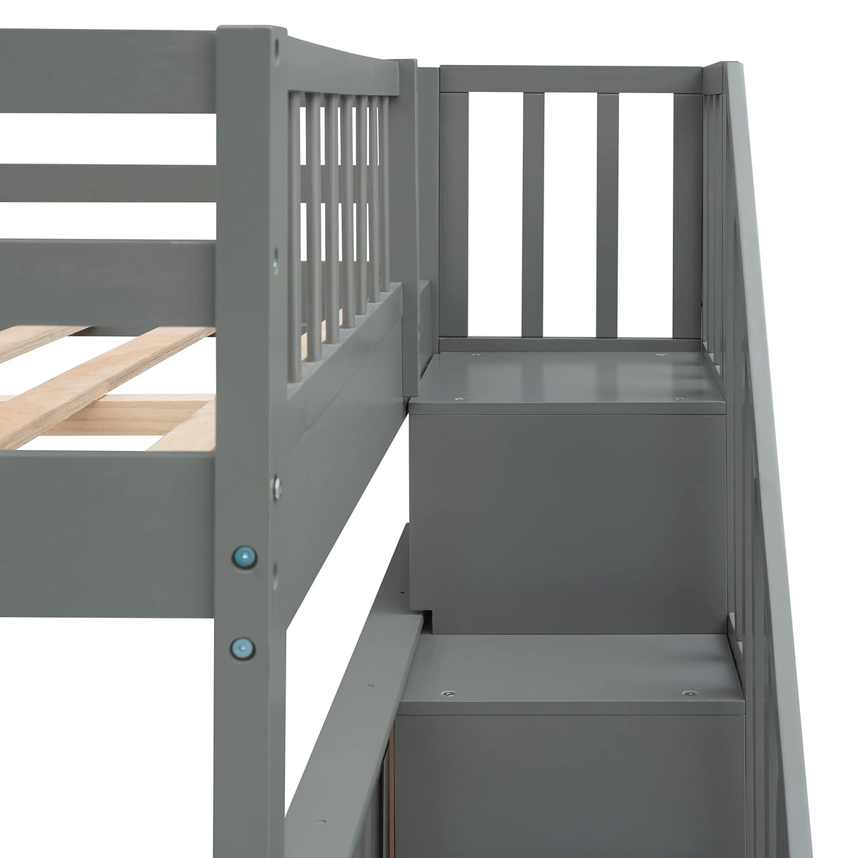 Harper & Bright Designs Full Over Full Bunk Bed with Stairs and Trundle, Wooden Bunk Bed Frame with Storage, for Kids Teens Adults - Gray Harper & Bright Designs