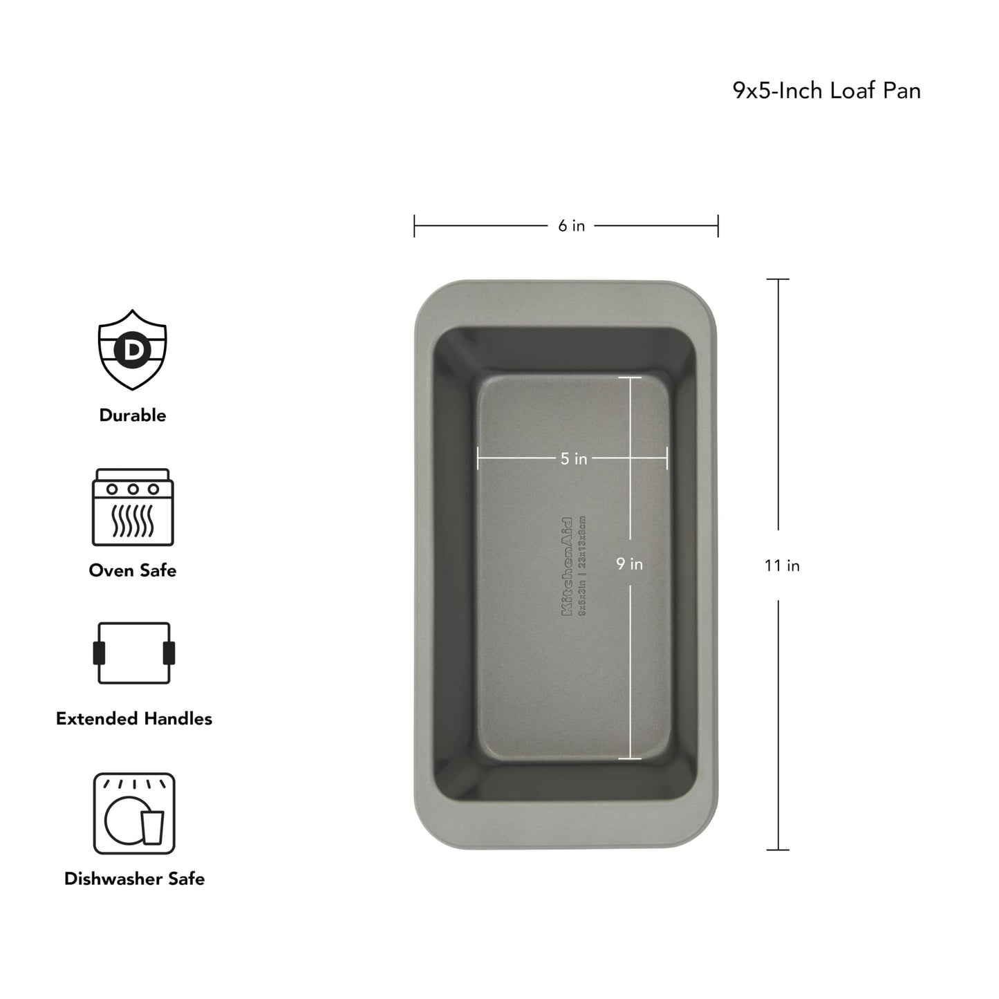 KitchenAid 9x5in Nonstick Aluminized Steel Loaf Pan, Contour Silver