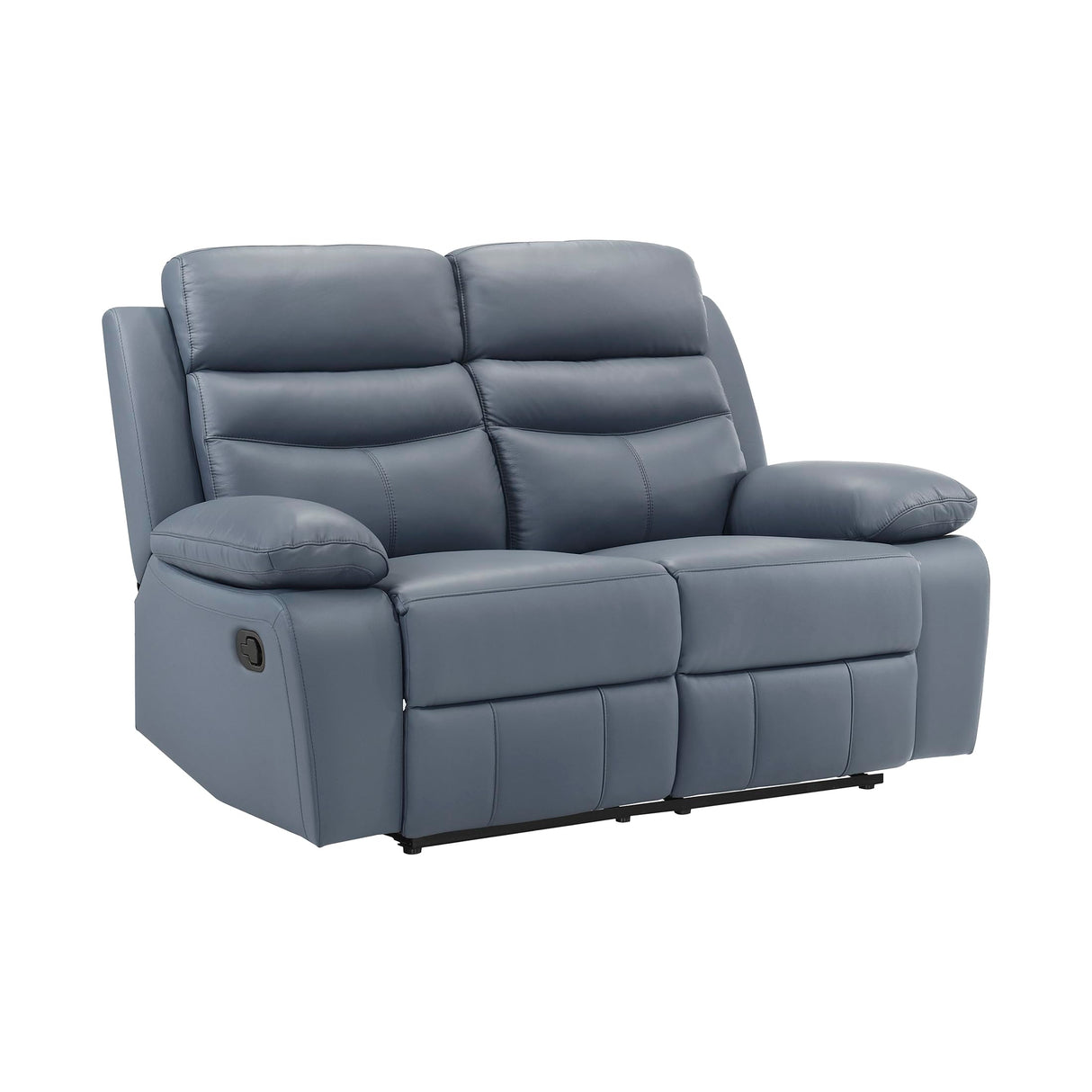 Lexicon 64" W Manual Reclining Loveseat, Top Grain Leather Match Reclining Love Seat, Home Theater Seating, Wall Hugger Recliner Couch, Manual Double Recliner RV Couch for Living Room, Blue Lexicon