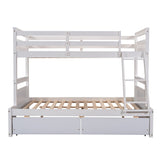 Twin Over Full Bunk Beds with 2 Under Bed Storage Drawers, Stronger & More Stable Bunkbed, White Merax