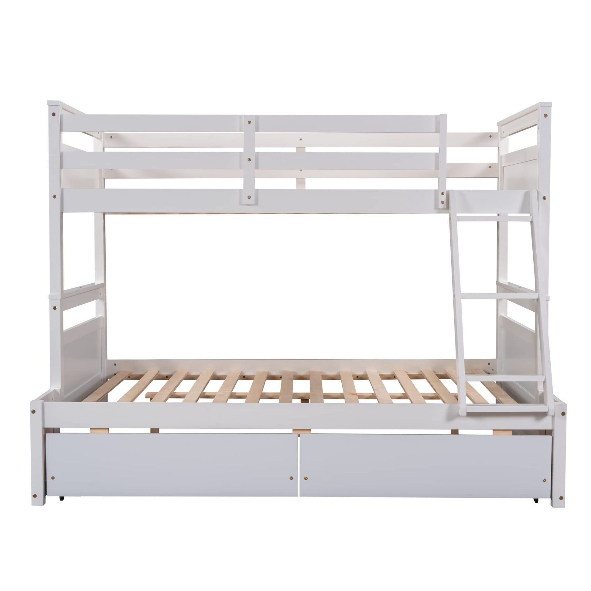 Merax Twin Over Full Bunk Bed with Under Bed Storage Drawers in White - WoodArtSupply