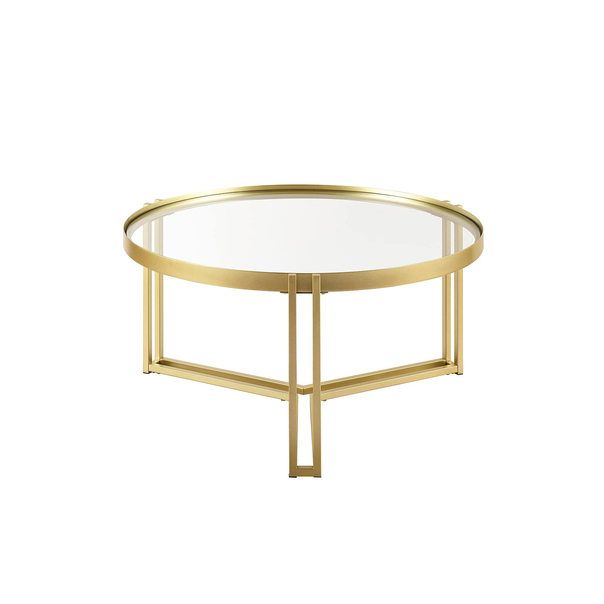 Walker Edison Taylee Contemporary Metal and Glass Coffee Table, 33 Inch, Gold - WoodArtSupply