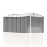 Patiowell 12 x 8 FT Outdoor Storage Shed, Steel Shed Storage House with Design of Lockable Doors, Utility and Tool Storage for Garden, Patio, Backyard, Outside use, Gray Patiowell