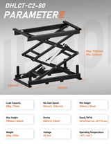 DIHOOL Electric Scissor Lift Table 180Lbs Capacity, 265-1100MM Height Adjustable Lifting Platform DIHOOL
